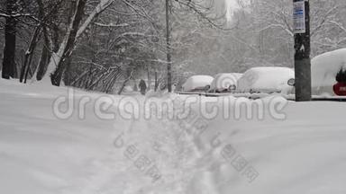 2018年2月4日莫斯科大雪覆盖的冬季景观
